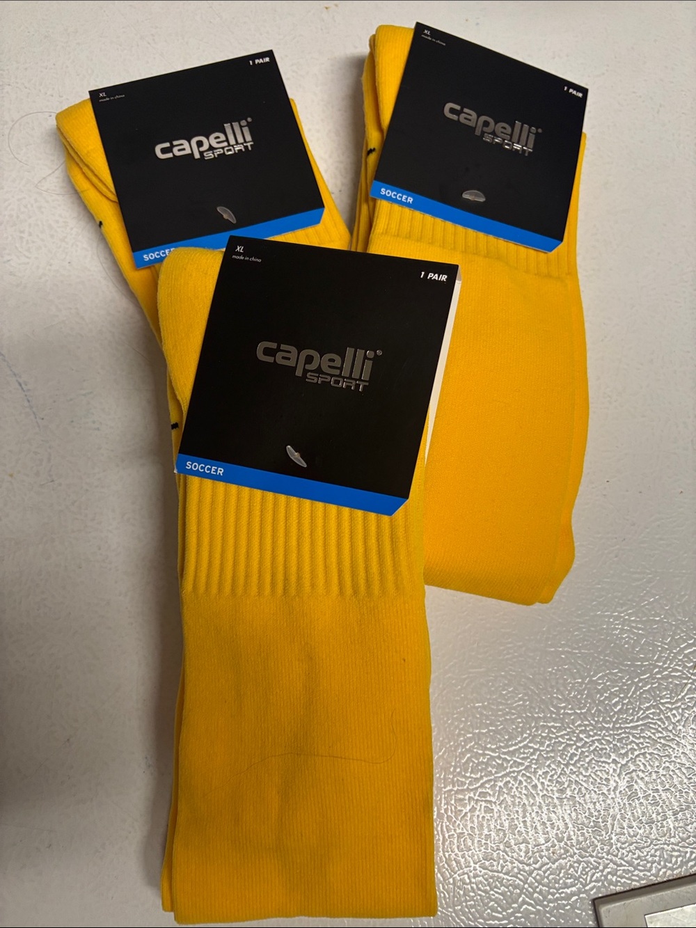 NWT Capelli of New York Bright Yellow Athletic Soccer Socks - 3 Pair
